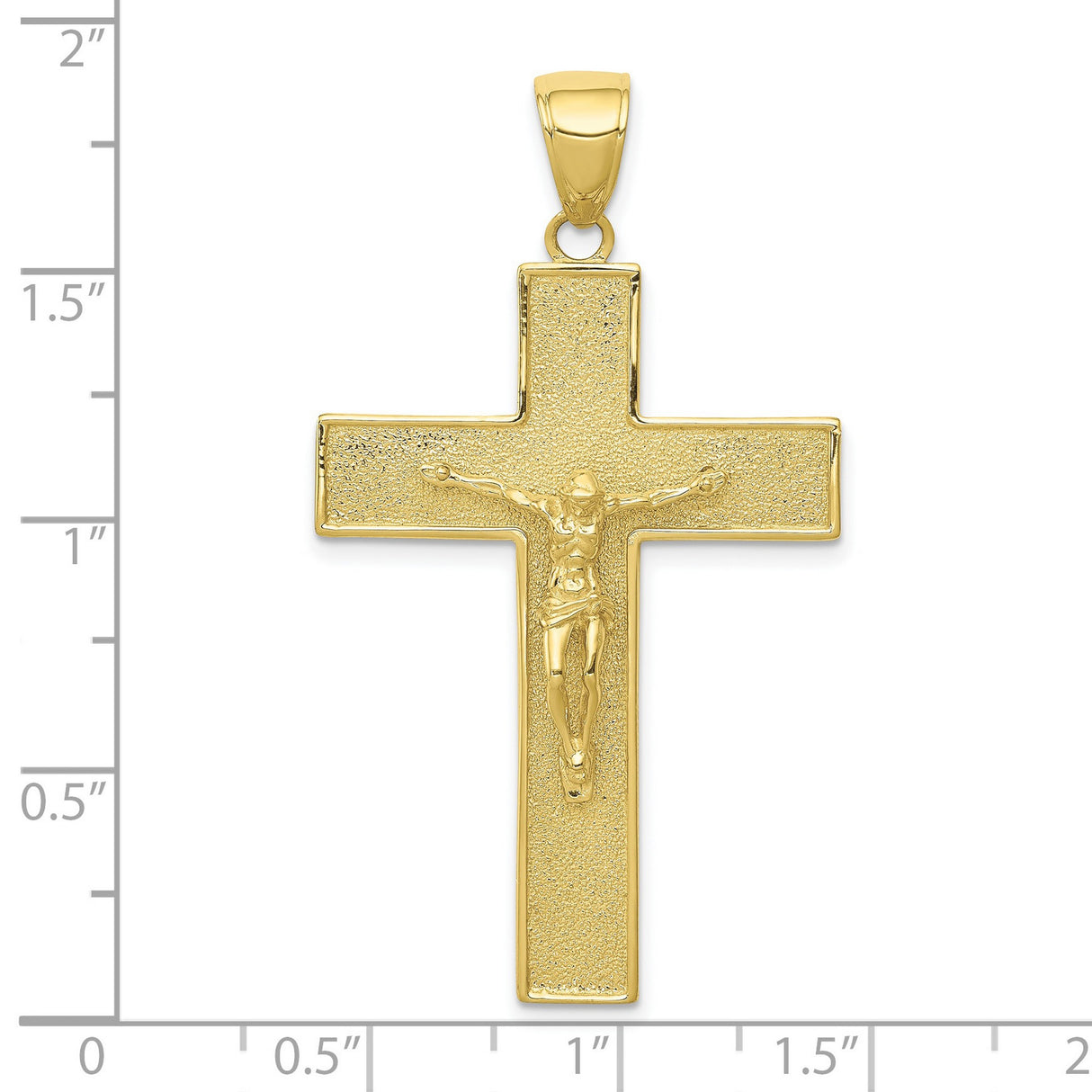 10k Yellow Gold Crucifix Cross Pendant, Textured Latin Design, Christian Jewelry Charm