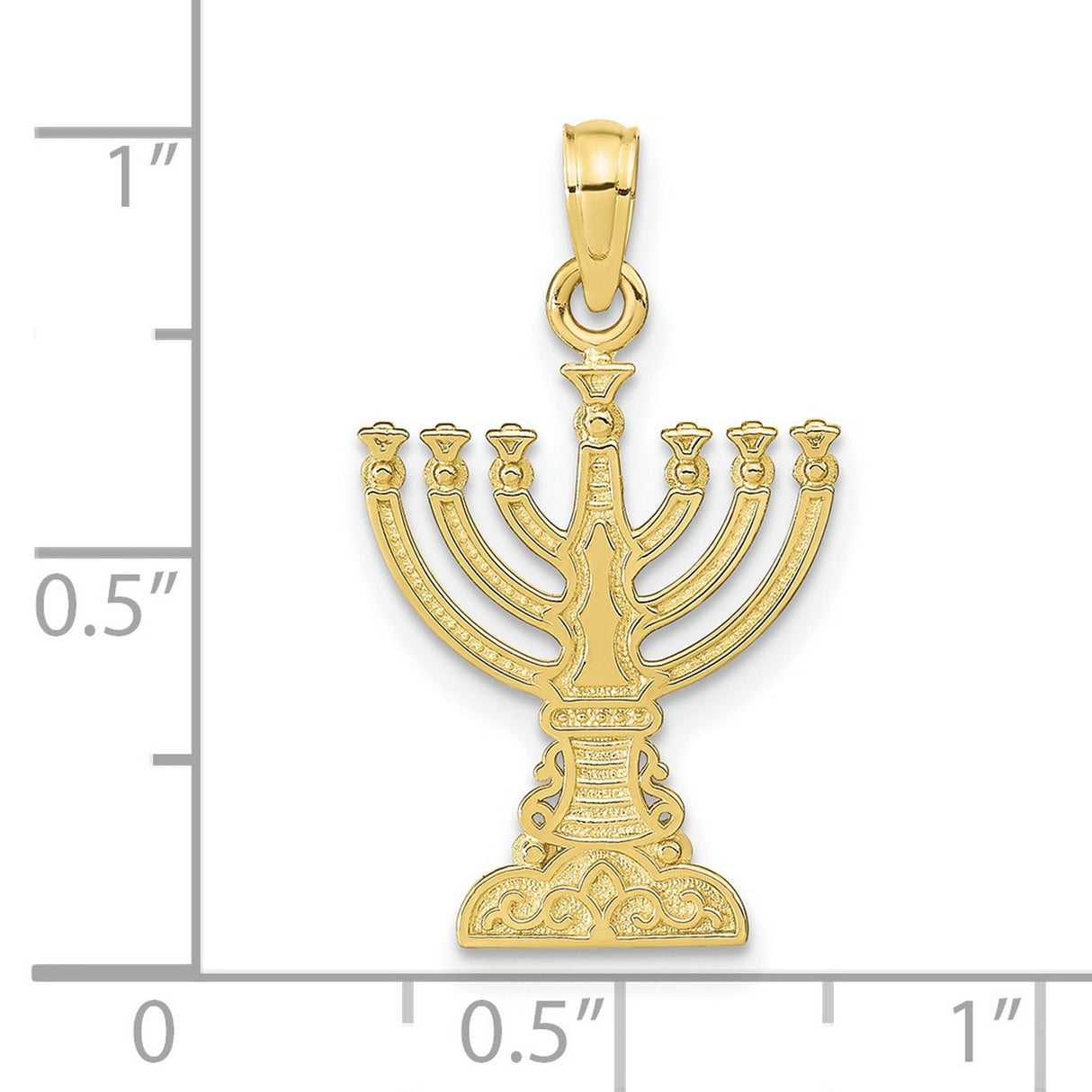 10k Yellow Gold Menorah Pendant with Seven-Branched Candelabrum Design