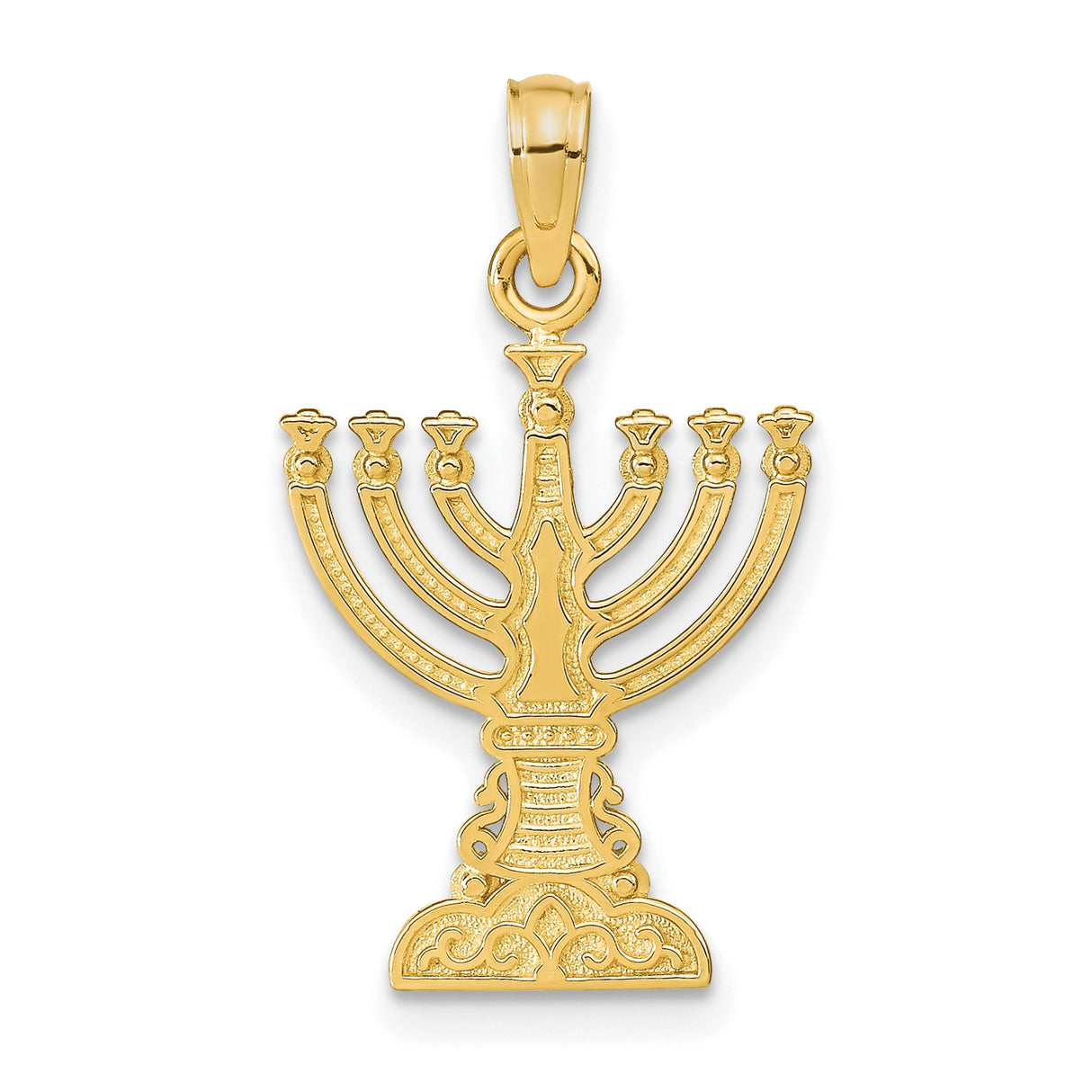 10k Yellow Gold Menorah Pendant with Seven-Branched Candelabrum Design