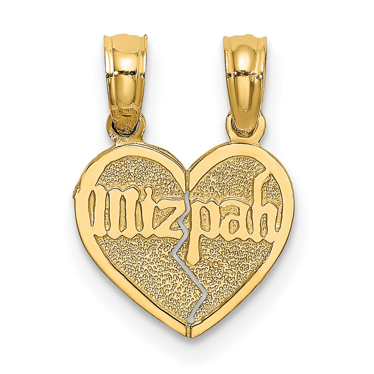 10k Yellow Gold Mizpah Heart Pendant with Breakable Split Design, Christian Couple Jewelry