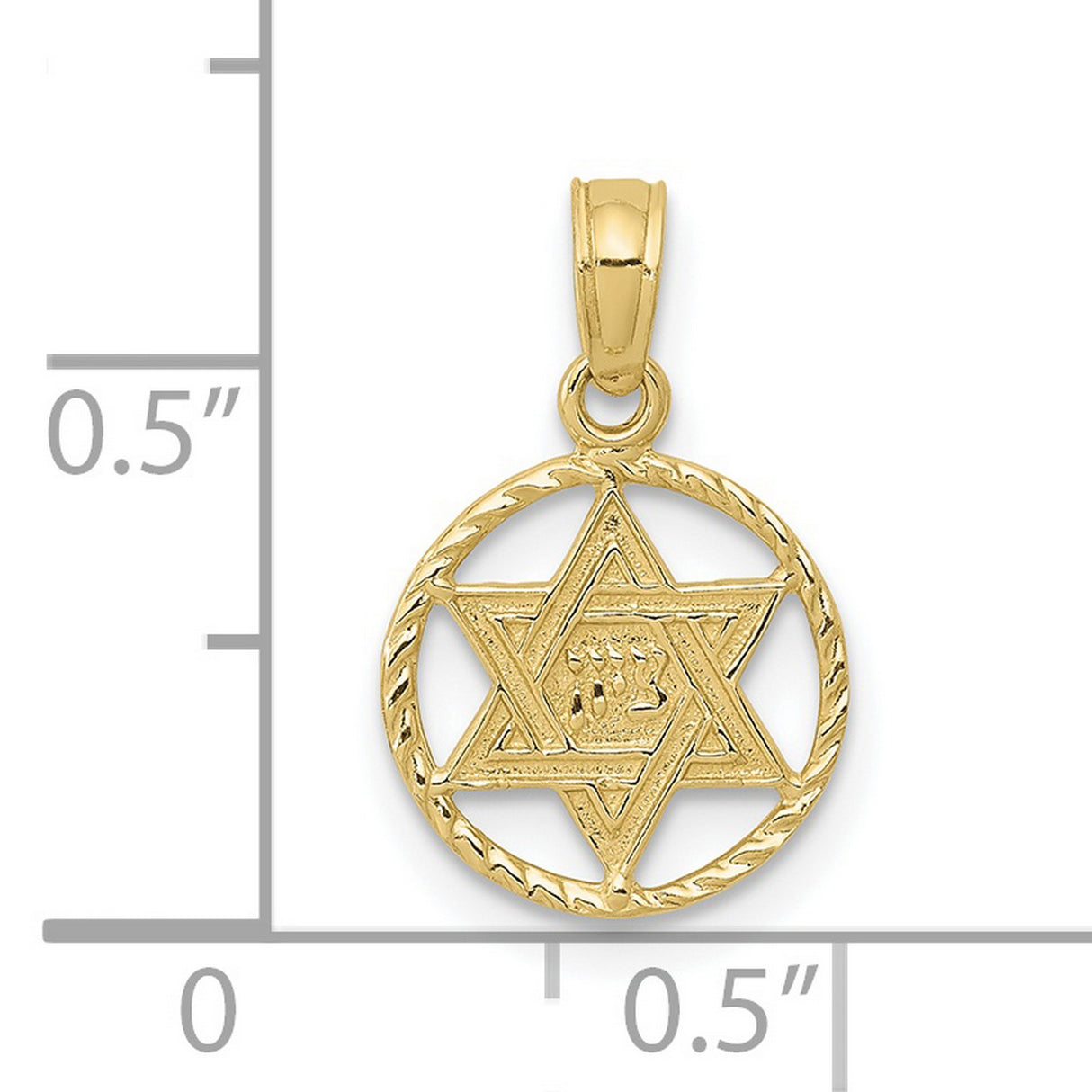 10k Yellow Gold Star of David Pendant with Hebrew Chai Symbol, Unisex Judaica Charm