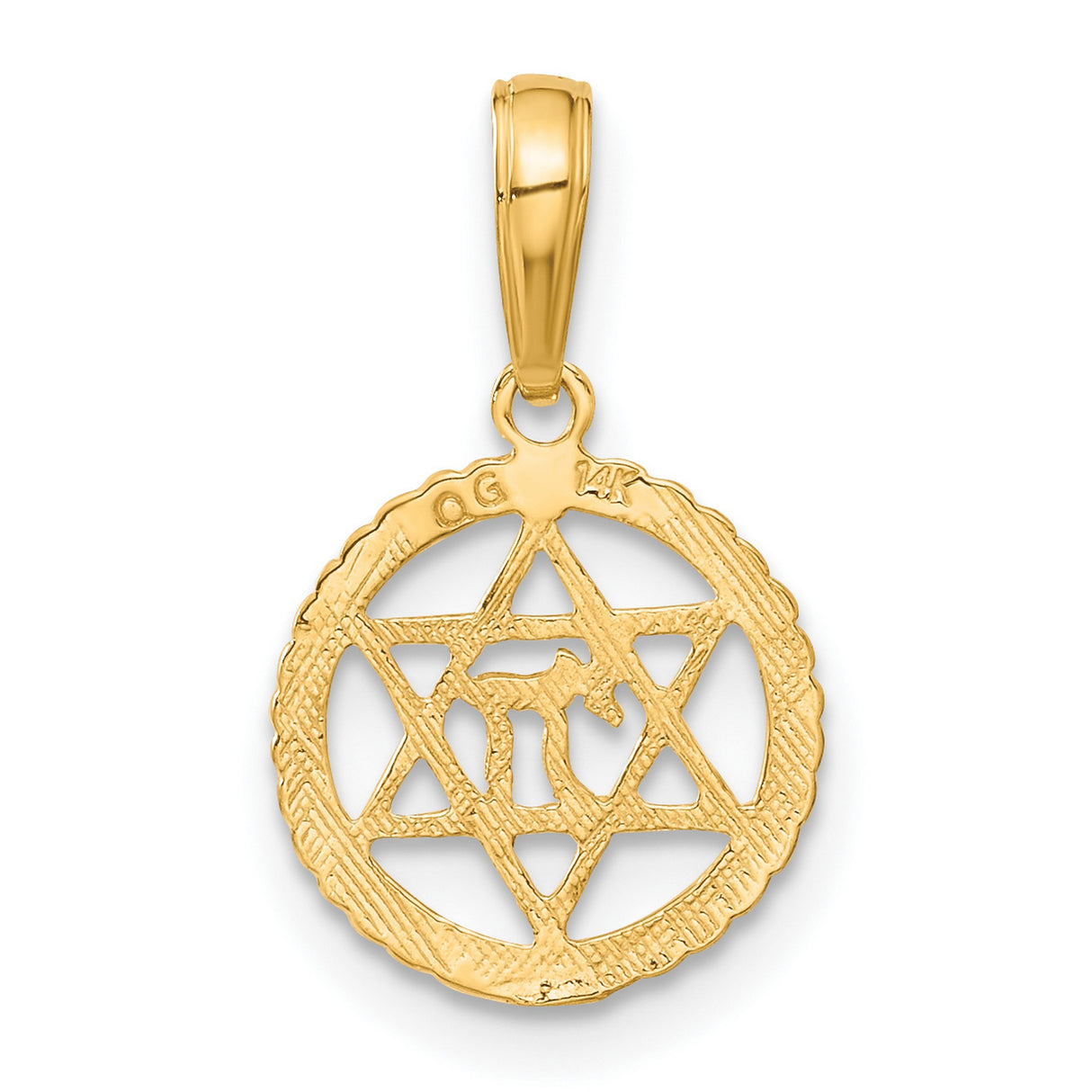 10k Yellow Gold Pendant with Star of David and Hebrew Chai Symbol, Unisex Jewish Charm