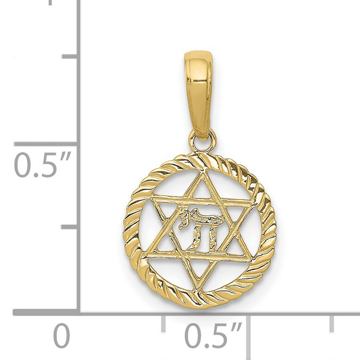 10k Yellow Gold Pendant with Star of David and Hebrew Chai Symbol, Unisex Jewish Charm