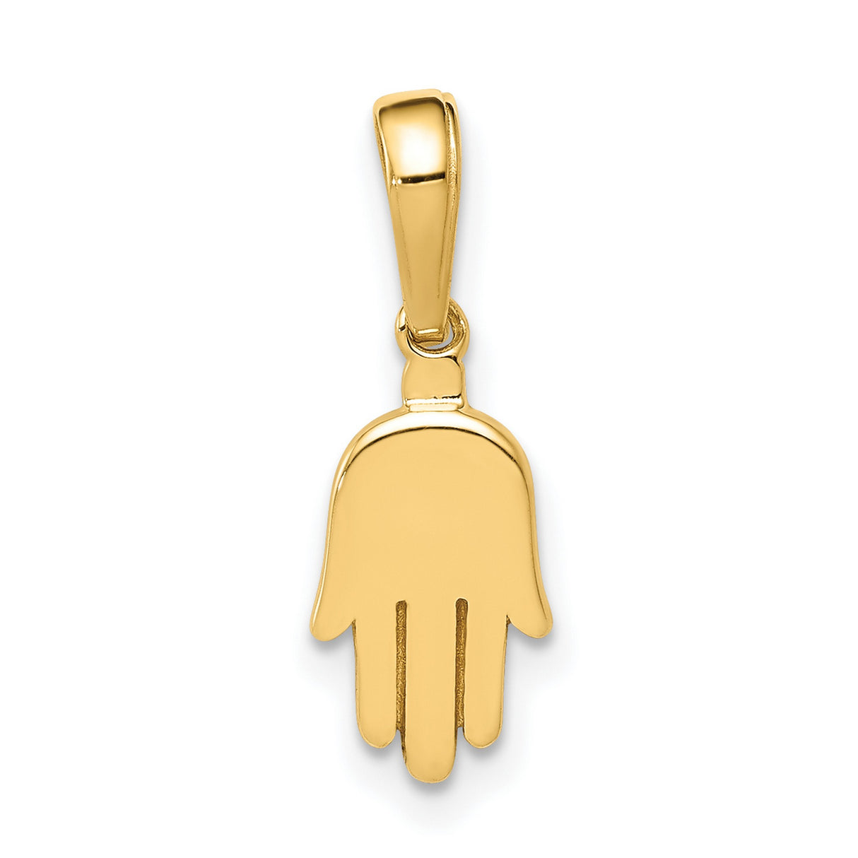 10k Yellow Gold Hamsa Hand Pendant, Symbolic Protection Amulet for Women and Unisex Wear
