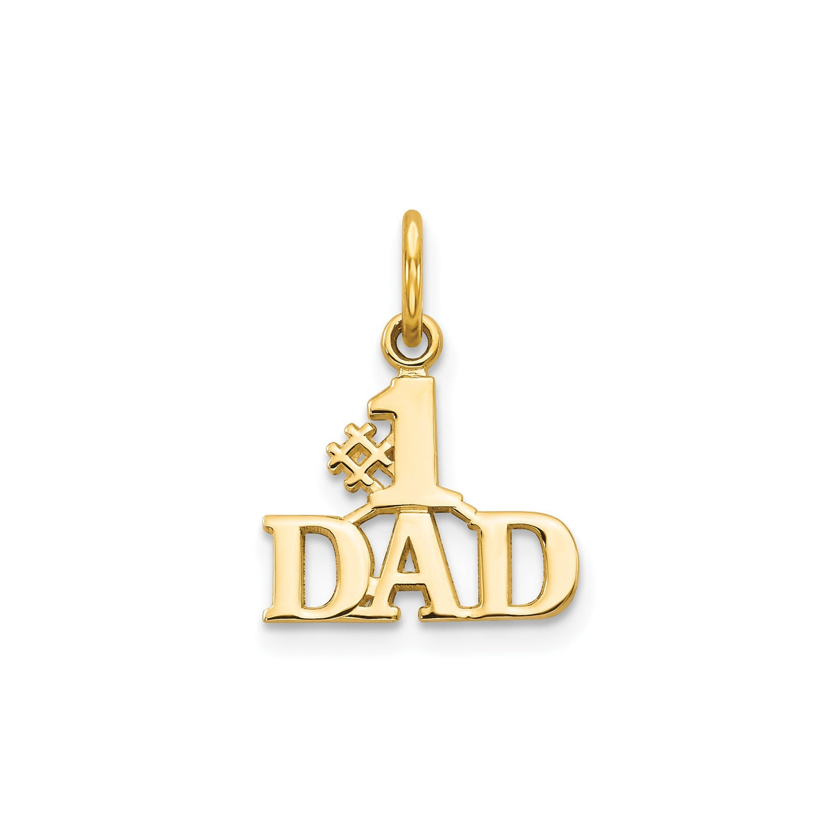 #1 Dad Charm Pendant in Real 10k Yellow Gold