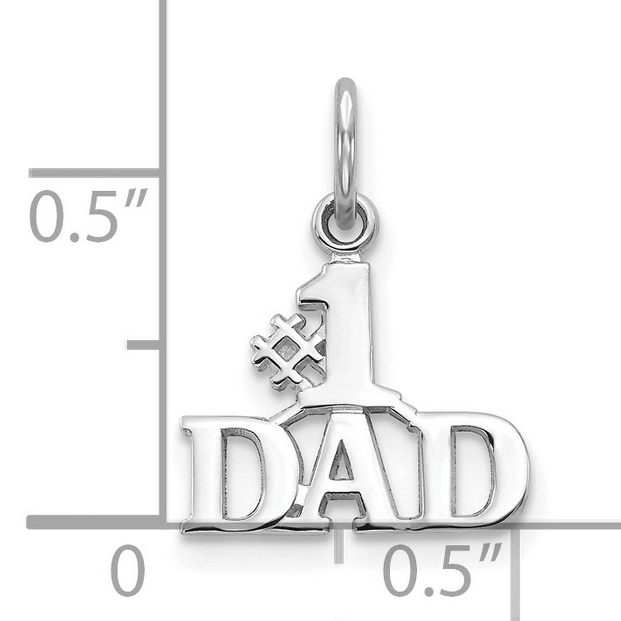 10k White Gold Dad Pendant, Number One Father Charm with Bold Polished Lettering