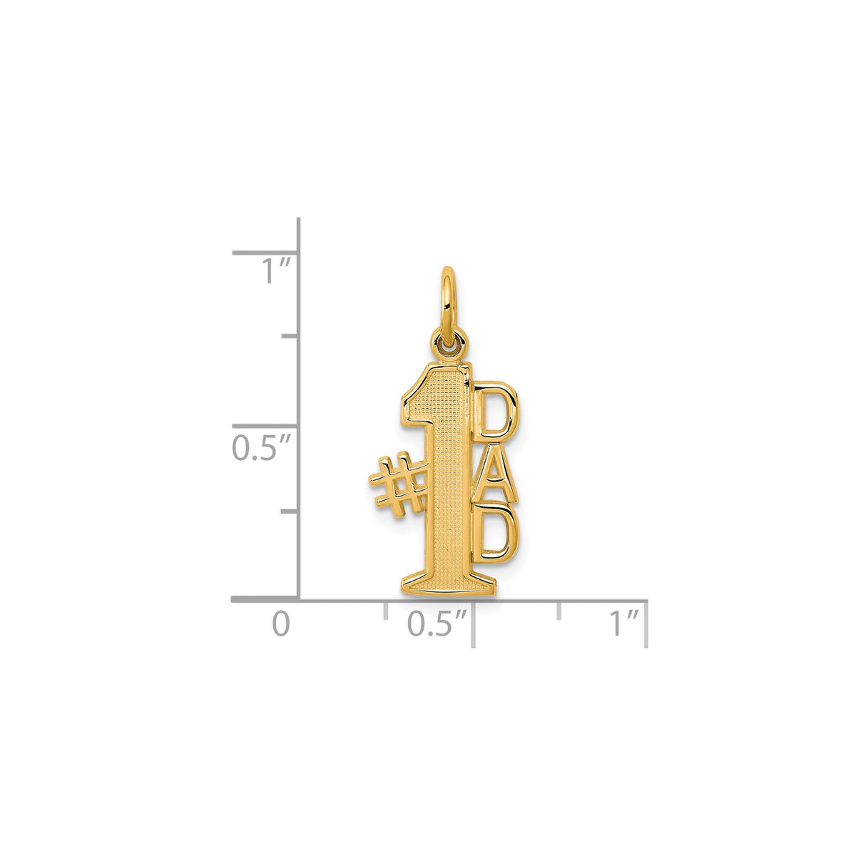 10k Yellow Gold Number One Dad Pendant, Raised Lettering Tribute Charm for Men