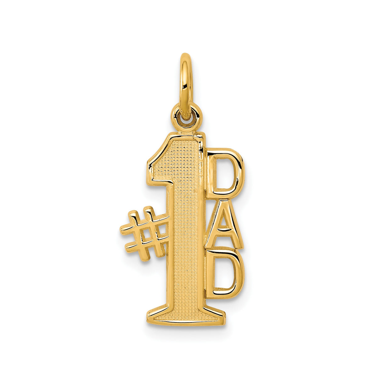 10k Yellow Gold Number One Dad Pendant, Raised Lettering Tribute Charm for Men