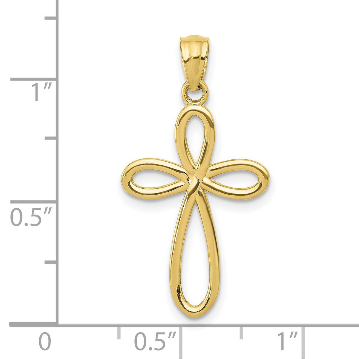 10k Yellow Gold Cross Pendant with Ribbon and Infinity Design for Men and Women