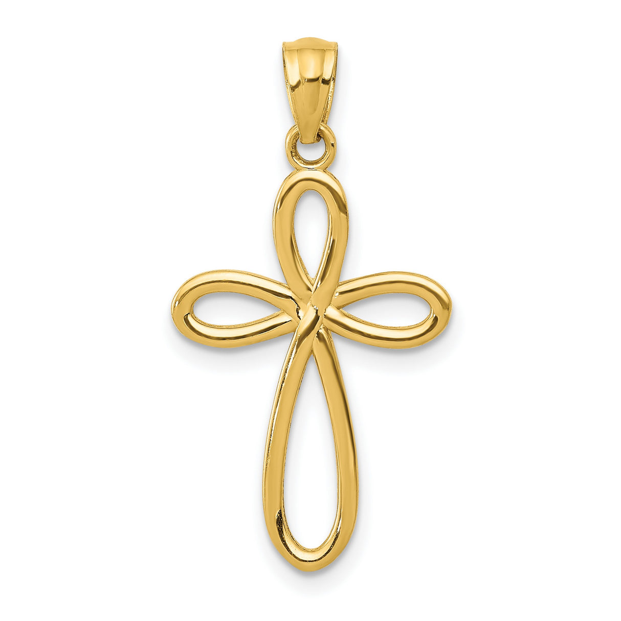 10k Yellow Gold Cross Pendant with Ribbon and Infinity Design for Men and Women