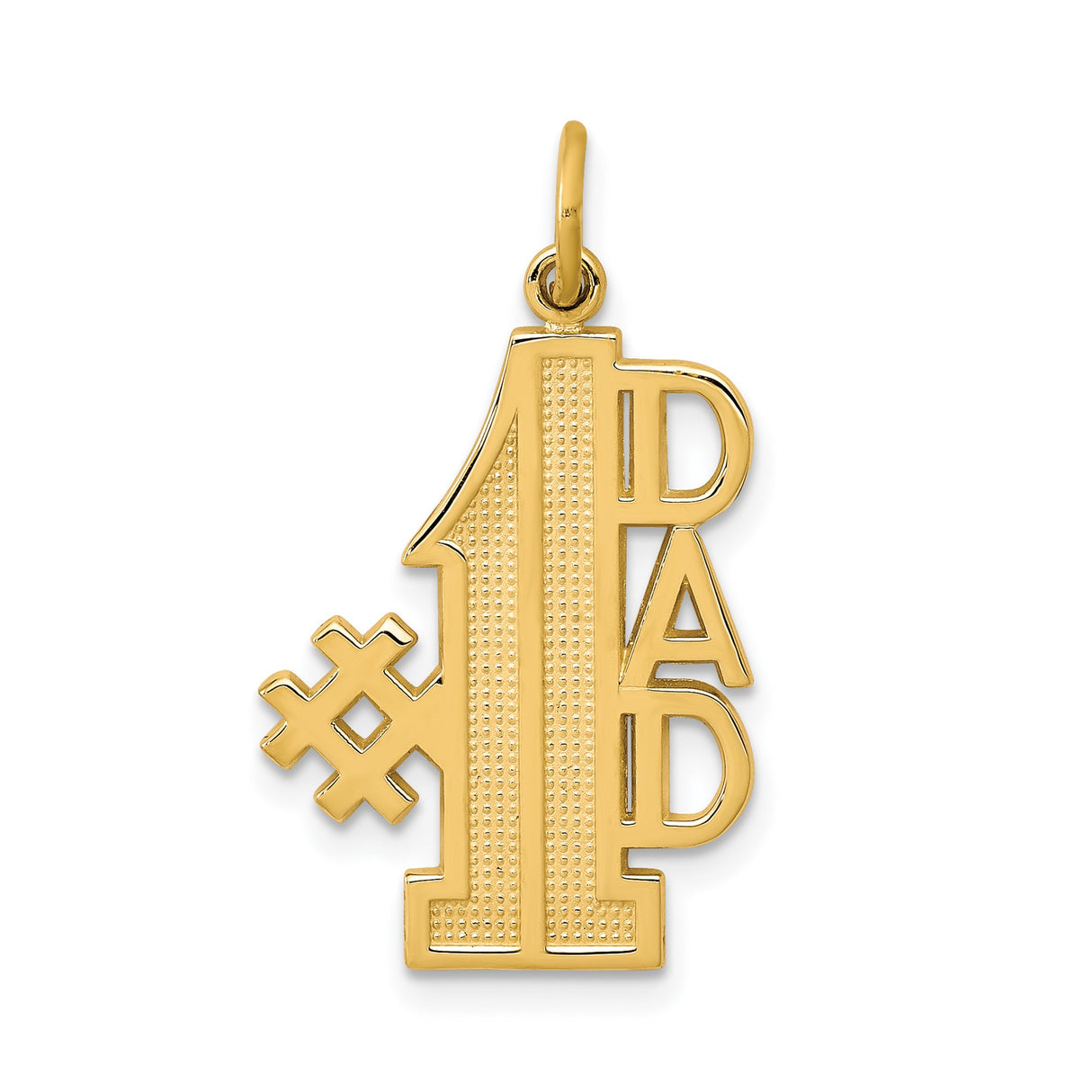 10k Yellow Gold Number One Dad Pendant with Bold Lettering and Textured Detailing
