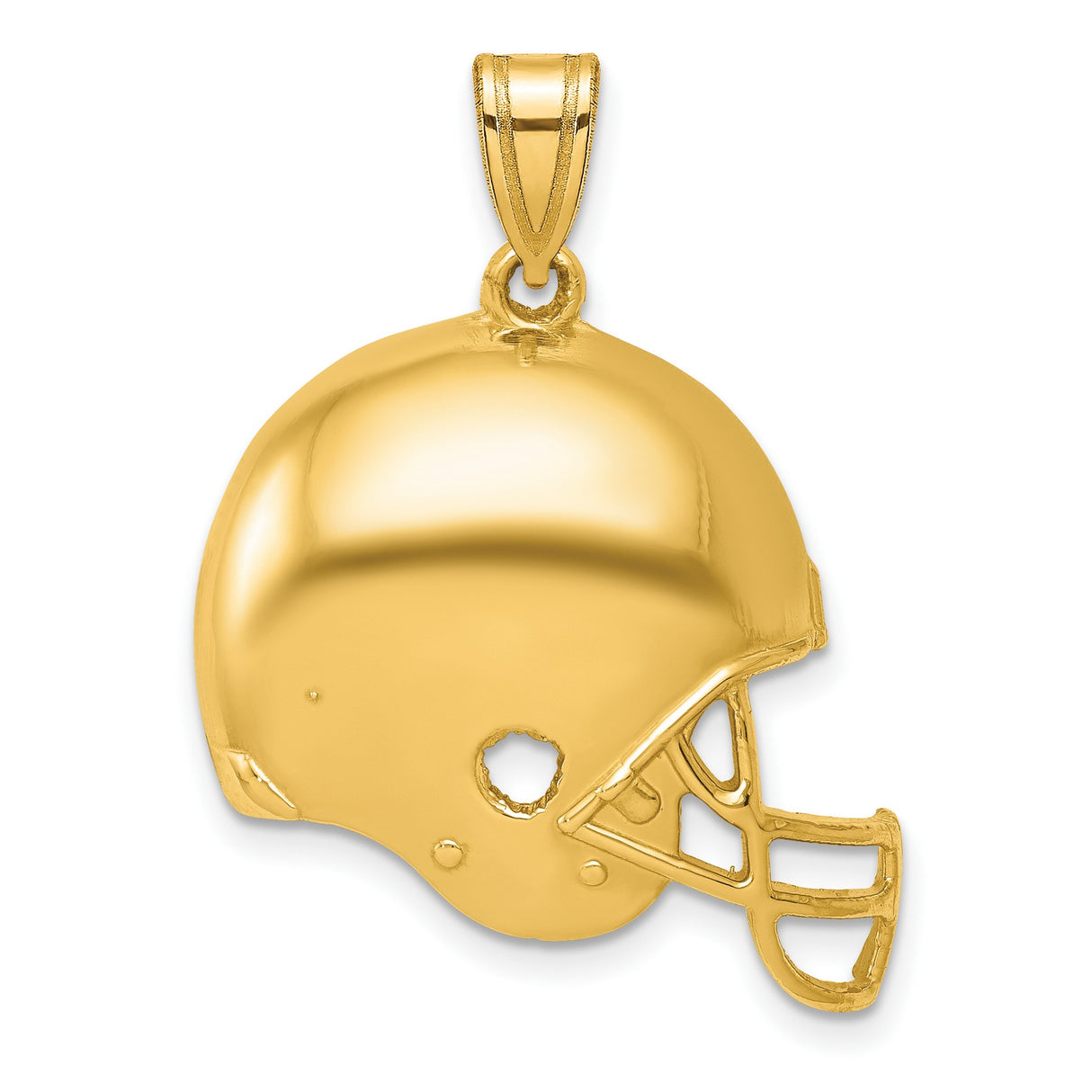 10k Yellow Gold Football Helmet Pendant, Sports Theme Charm for Men or Unisex