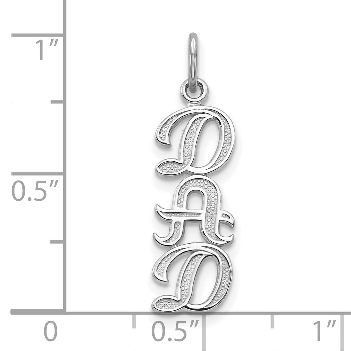 DAD Charm Pendant in Real 10k White Gold