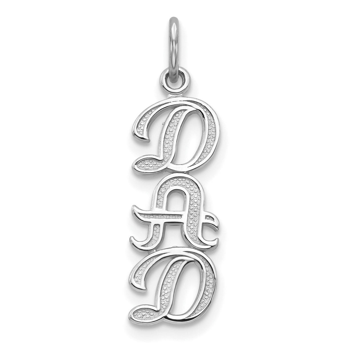 DAD Charm Pendant in Real 10k White Gold