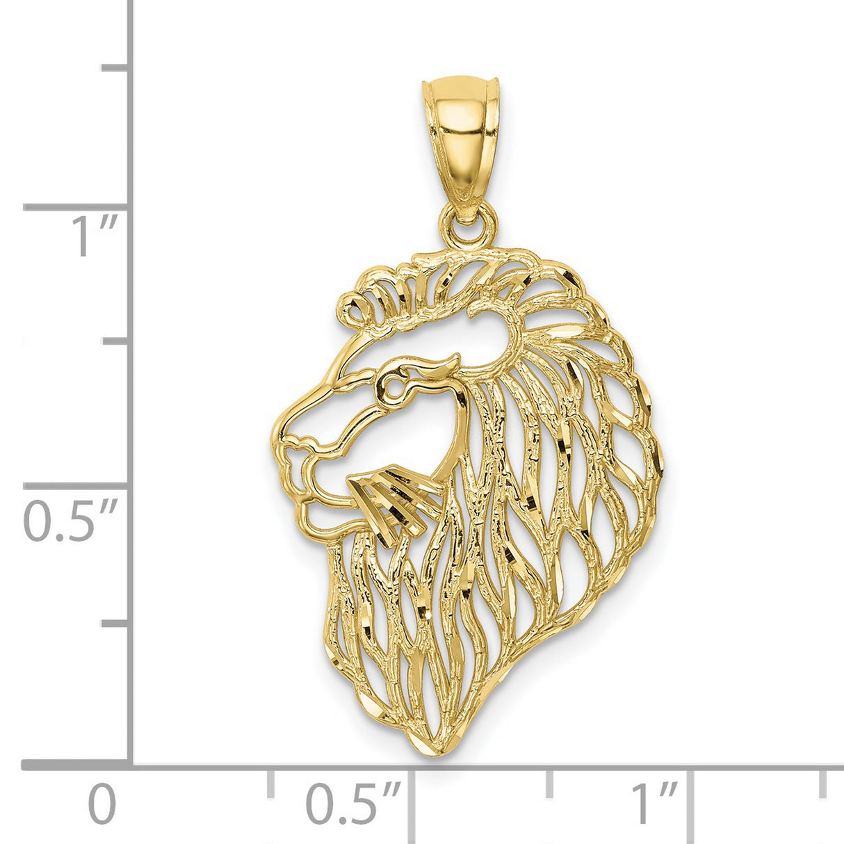 10k Yellow Gold Lion Head Pendant with Cut-Out Details, Symbol of Strength and Courage