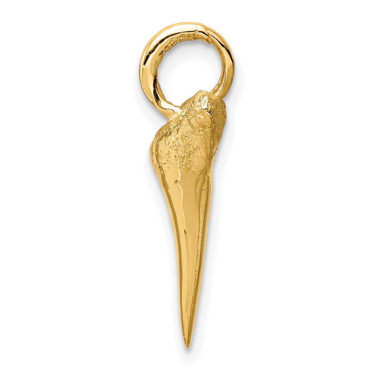10k Yellow Gold Shark Tooth Pendant, Fossil-Inspired Marine Animal Charm for Men or Unisex Wear