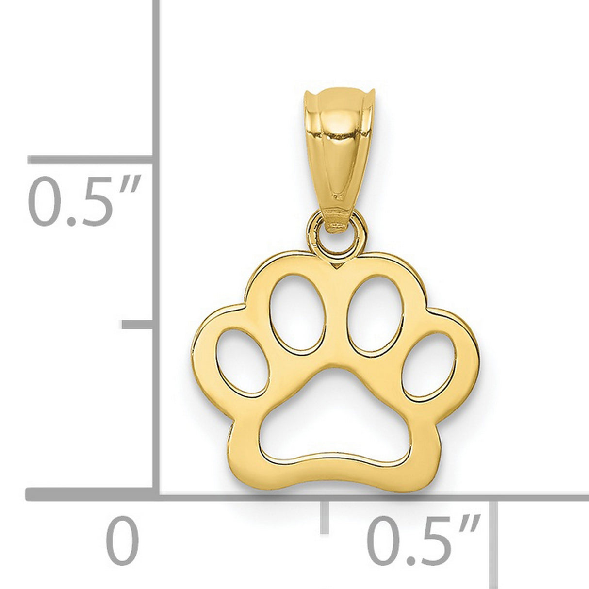 10k Yellow Gold Paw Print Pendant, Open Polished Design, Pet Memorial Jewelry for Women or Unisex