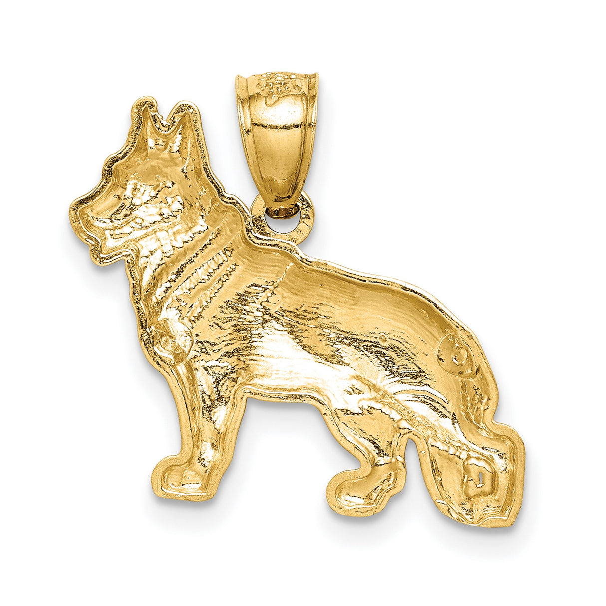 10k Yellow Gold German Shepherd Pendant, Detailed Dog Charm, Unisex Pet Lover Jewelry
