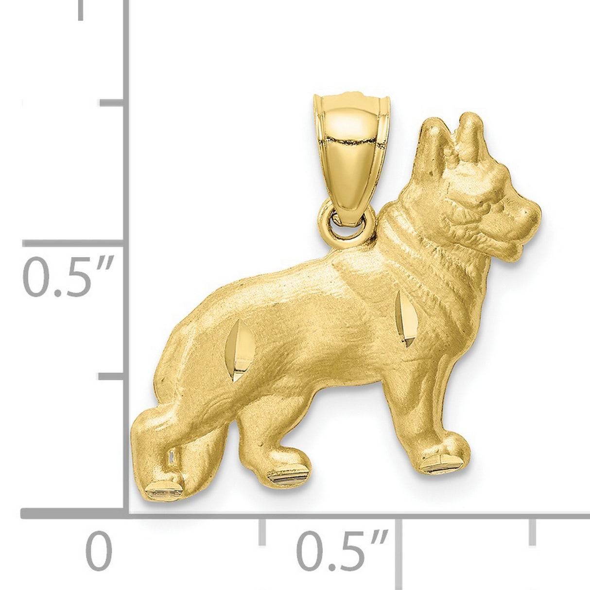 10k Yellow Gold German Shepherd Pendant, Detailed Dog Charm, Unisex Pet Lover Jewelry