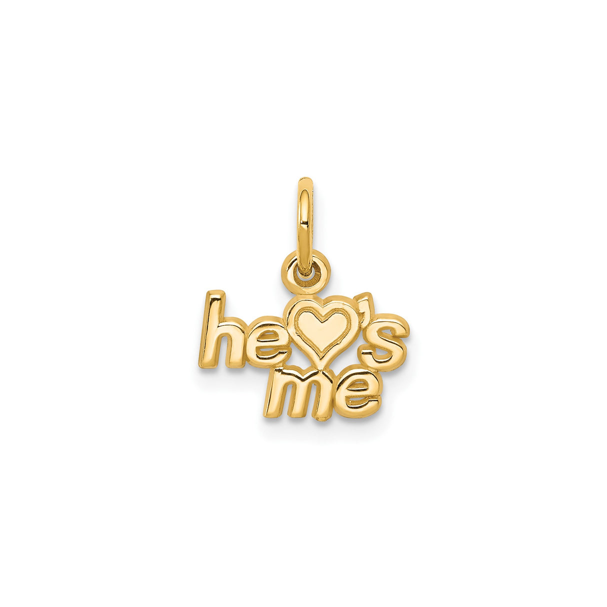 10k Yellow Gold Pendant Charm with He Loves Me Inscription, Romantic Love Jewelry for Women