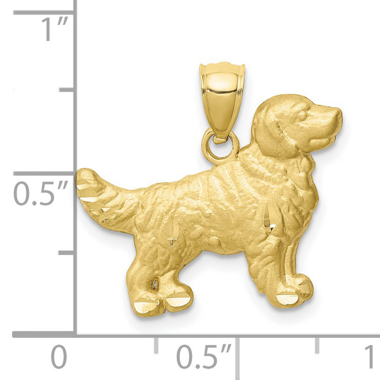 10k Yellow Gold Golden Retriever Dog Pendant, Detailed Animal Charm for Women or Unisex Wear