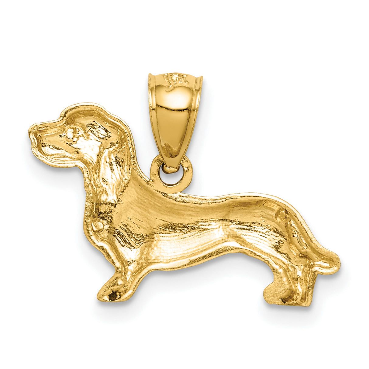 10k Yellow Gold Dachshund Pendant, Dog Silhouette Charm for Women, Pet Lover Jewelry
