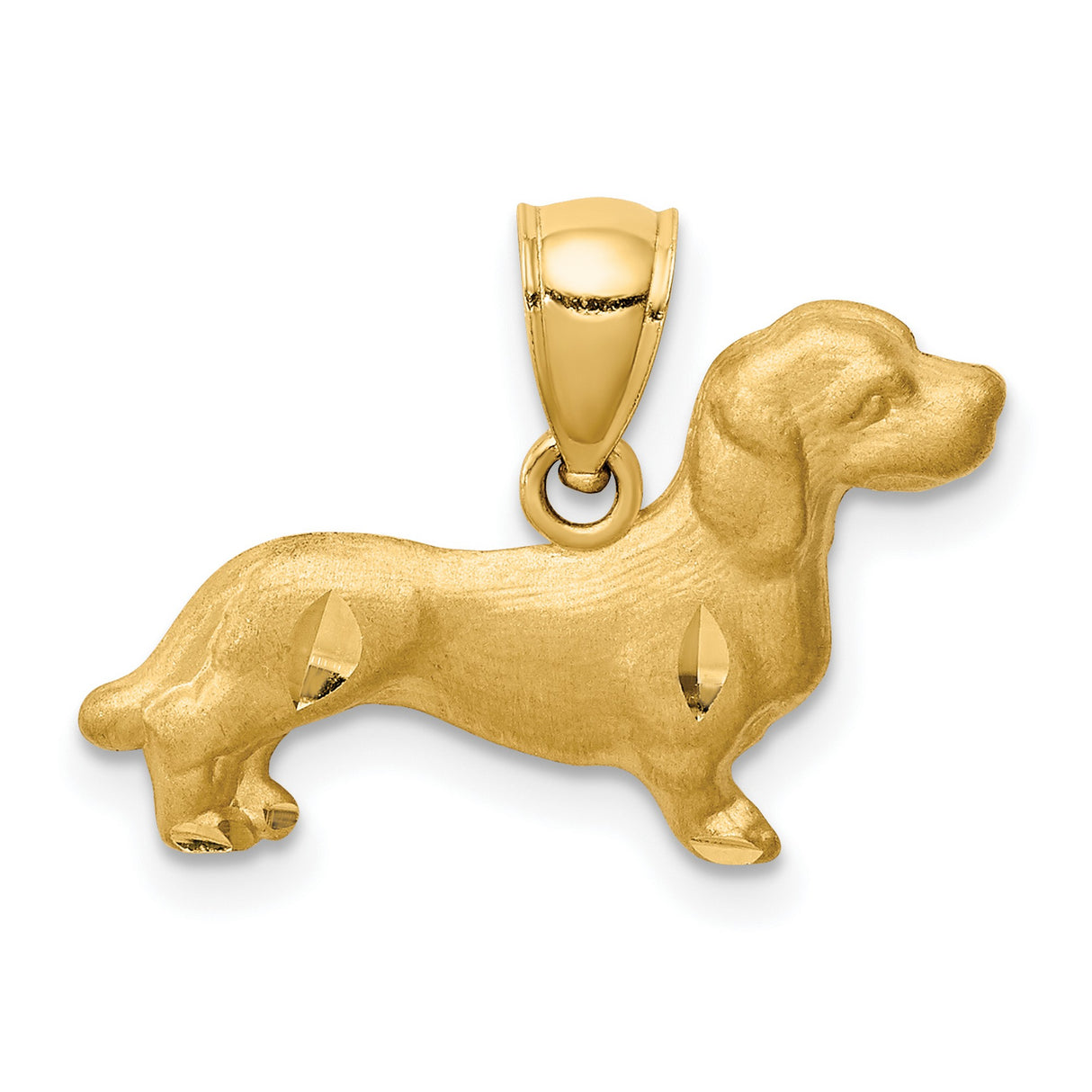 10k Yellow Gold Dachshund Pendant, Dog Silhouette Charm for Women, Pet Lover Jewelry