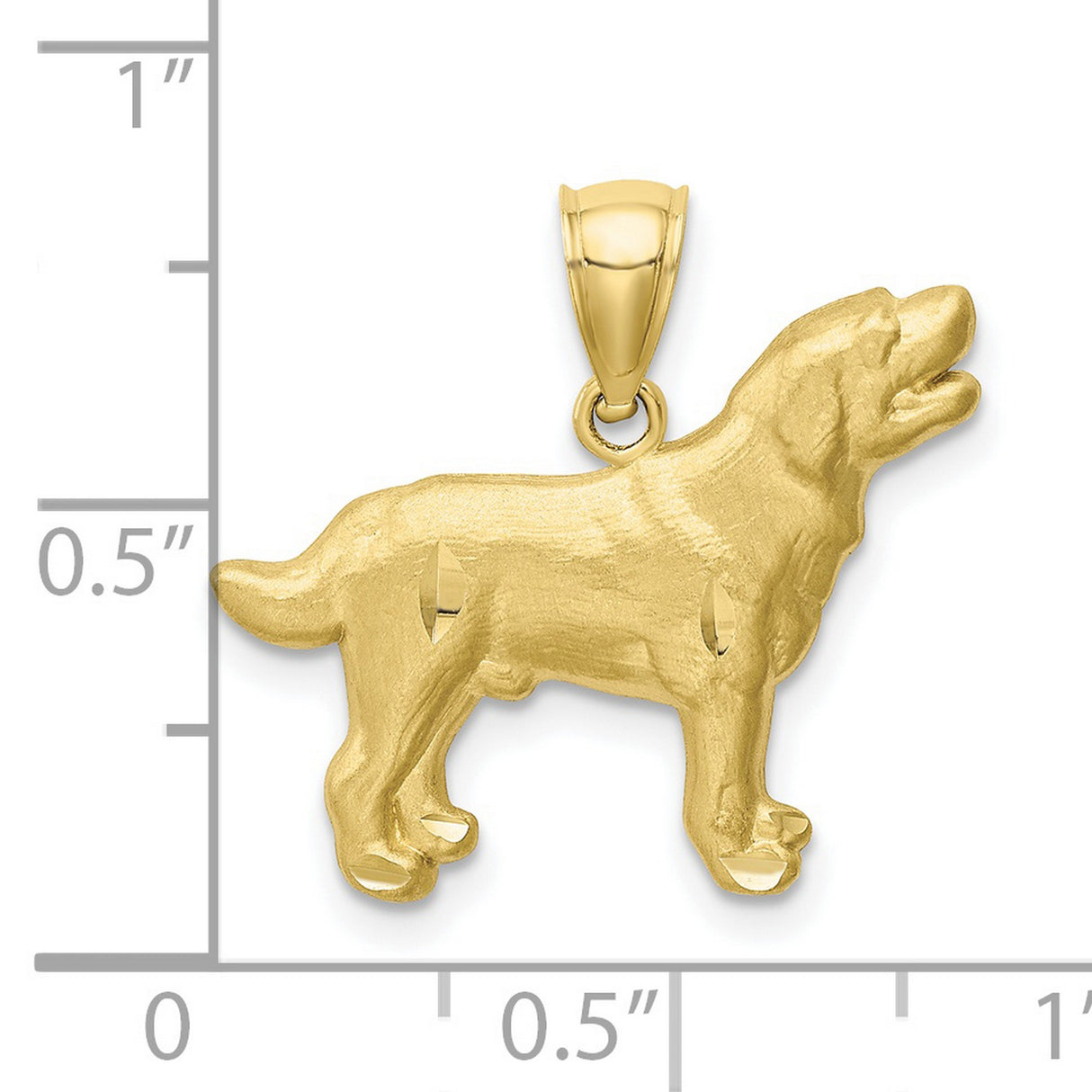 10k Yellow Gold Retriever Dog Pendant, Detailed Canine Charm for Necklace or Bracelet