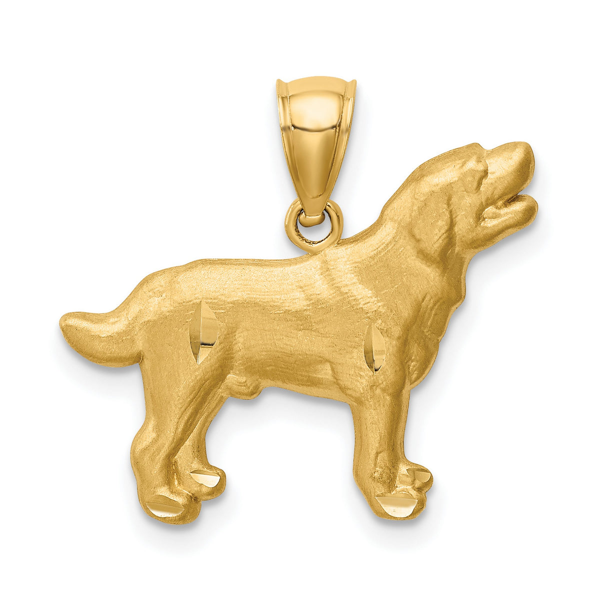 10k Yellow Gold Retriever Dog Pendant, Detailed Canine Charm for Necklace or Bracelet