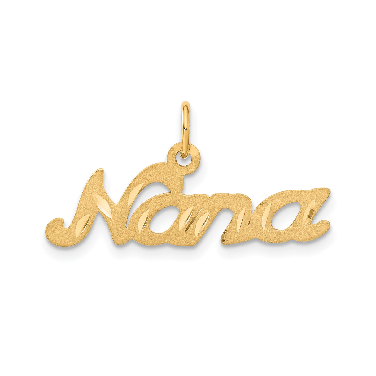 10k Yellow Gold Nana Script Pendant, Polished Cursive Charm for Women or Family Jewelry