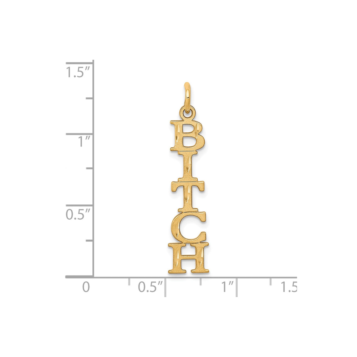 10k Yellow Gold Vertical Lettering Pendant, Bold Bitch Statement, Empowering Streetwear Charm