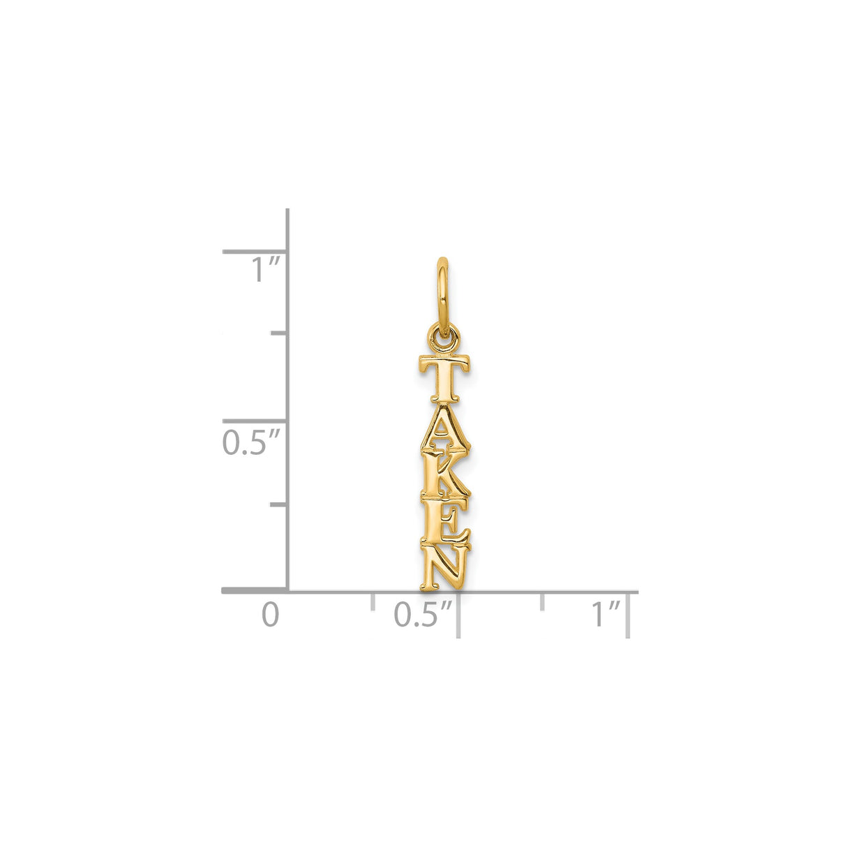 10k Yellow Gold TAKEN Letter Pendant Charm, Vertical Design, Unisex Minimalist Jewelry