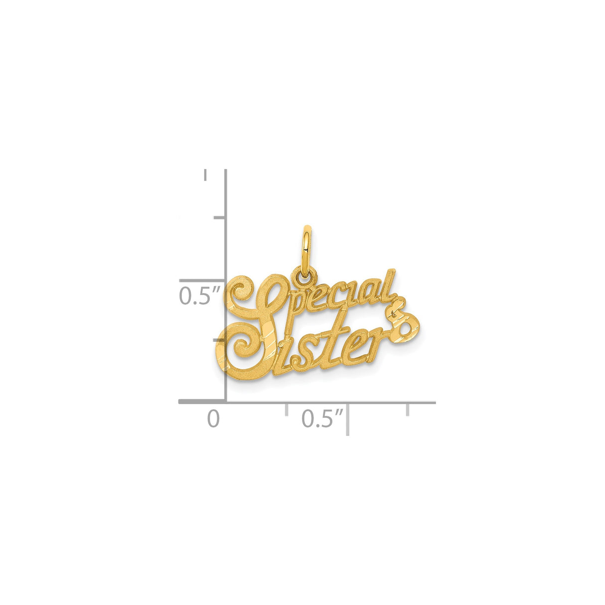 10k Yellow Gold Sister Pendant with Script Lettering, Sentimental Family Charm for Women