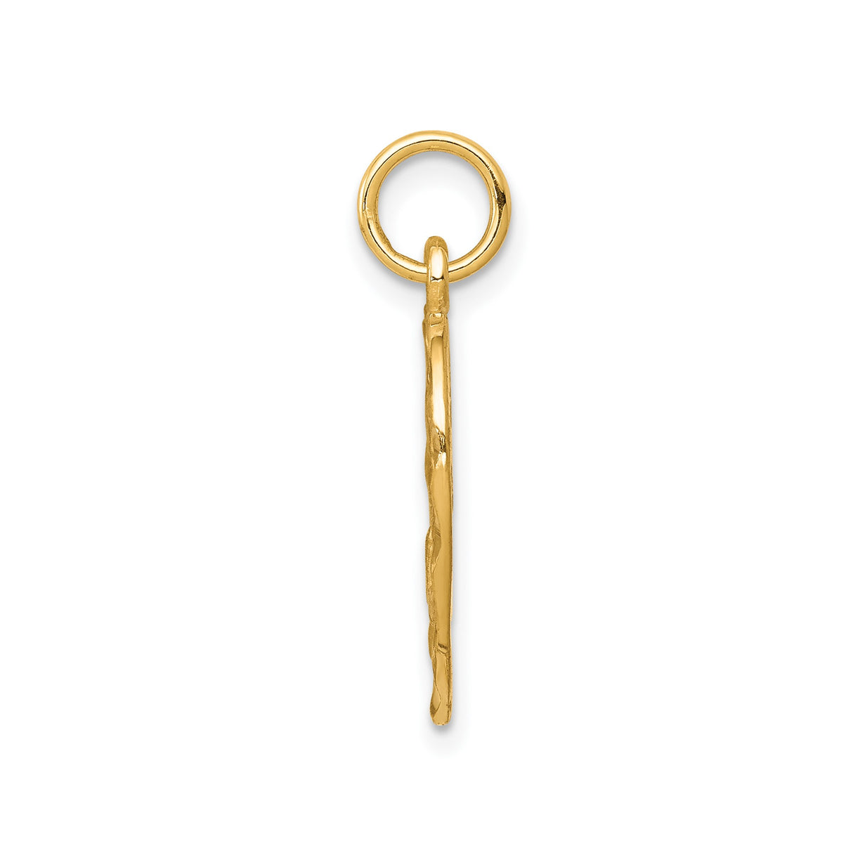 10k Yellow Gold Angel Pendant with Heart and Wings, Praying Religious Charm for Women