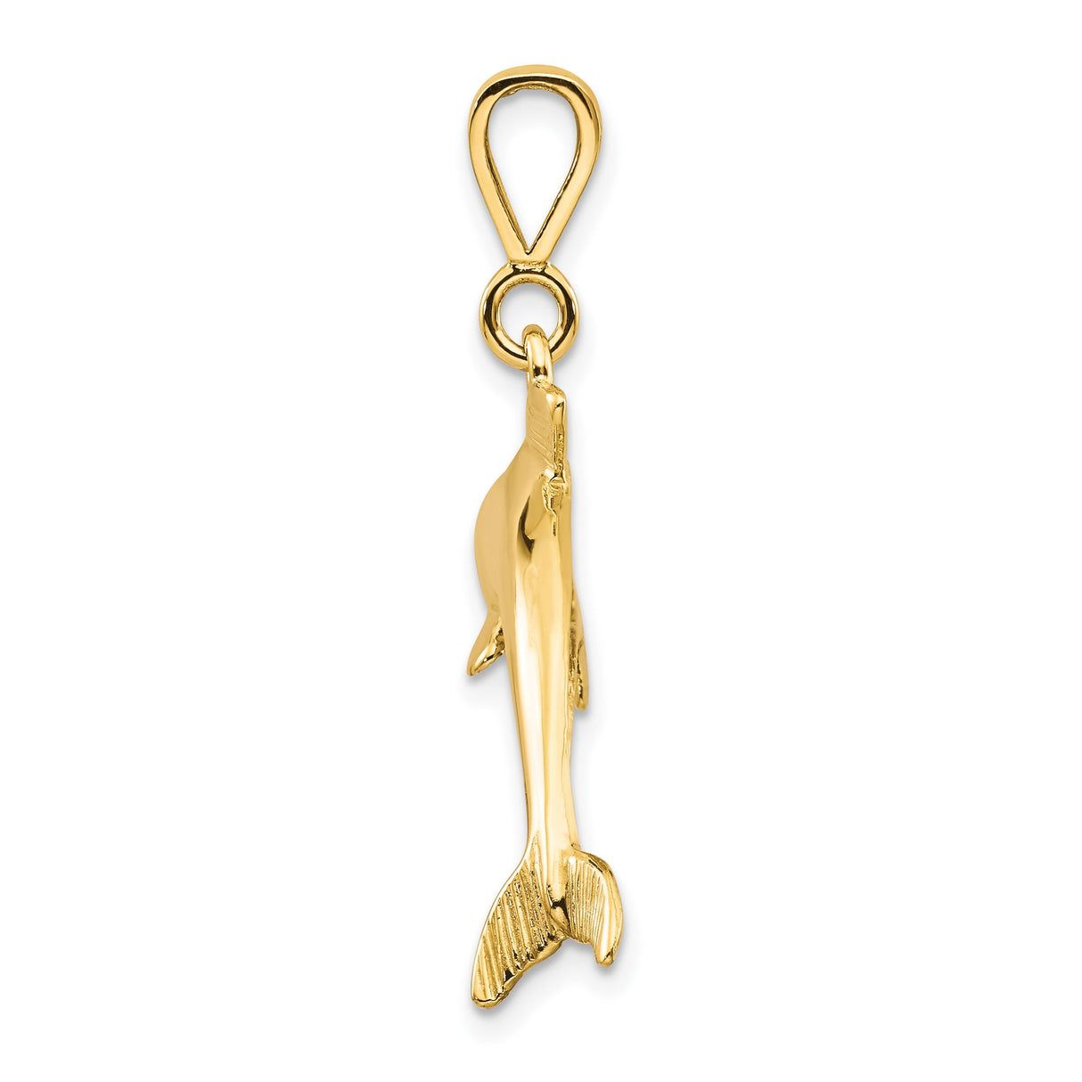 10k Yellow Gold Dolphin Pendant, Marine Animal Charm with Nautical Style for Women or Unisex Wear