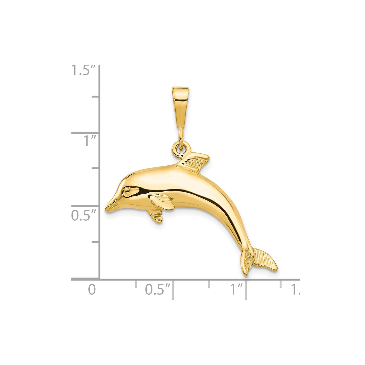 10k Yellow Gold Dolphin Pendant, Marine Animal Charm with Nautical Style for Women or Unisex Wear