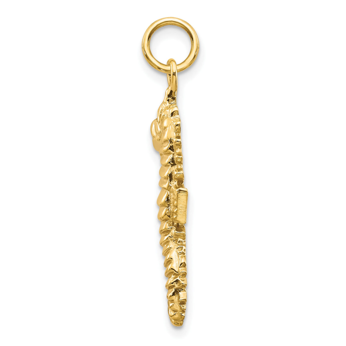 10k Yellow Gold Seahorse Pendant, Solid Nautical Charm with Flat Back for Women or Unisex Wear