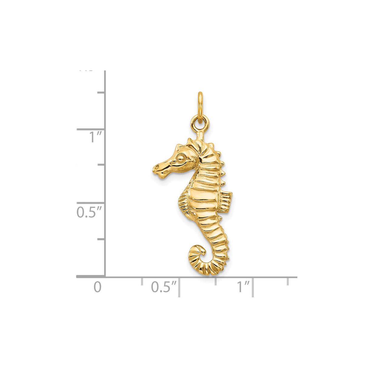 10k Yellow Gold Seahorse Pendant, Solid Nautical Charm with Flat Back for Women or Unisex Wear