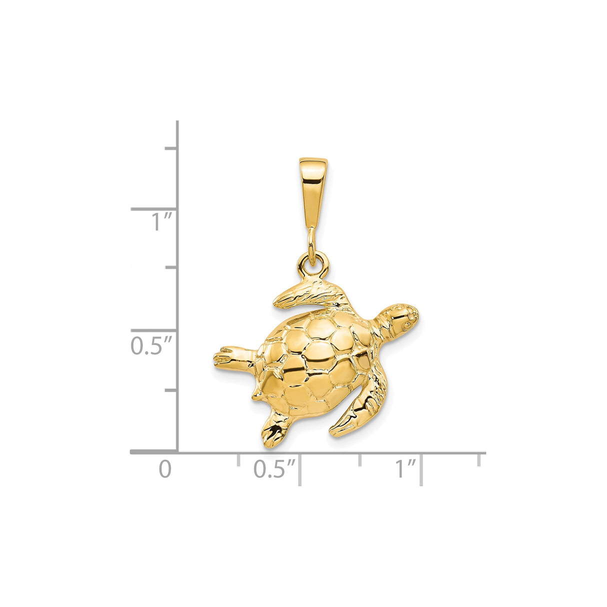10k Yellow Gold Sea Turtle Pendant, Ocean-Inspired Marine Life Charm for Women or Unisex Wear