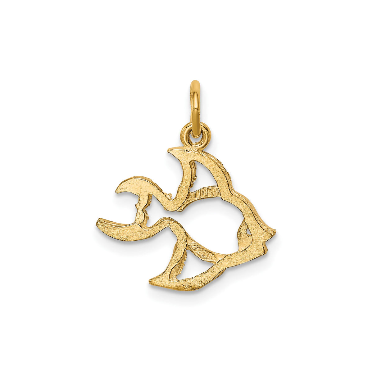 10k Yellow Gold Ichthys Fish Pendant, Open Christian Symbol of Faith for Women