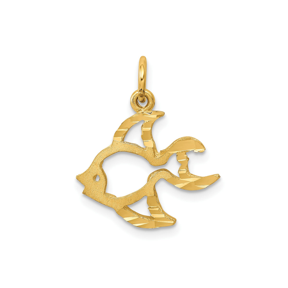 10k Yellow Gold Ichthys Fish Pendant, Open Christian Symbol of Faith for Women