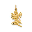 10k Yellow Gold Kneeling Angel Pendant, Textured Polished Religious Charm for Women or Unisex Wear