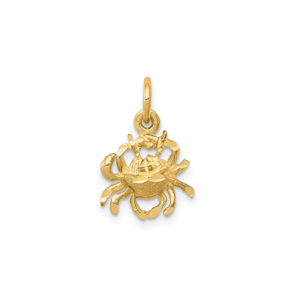 10k Yellow Gold Crab Pendant with Cancer Zodiac Symbol, Nautical Astrology Charm