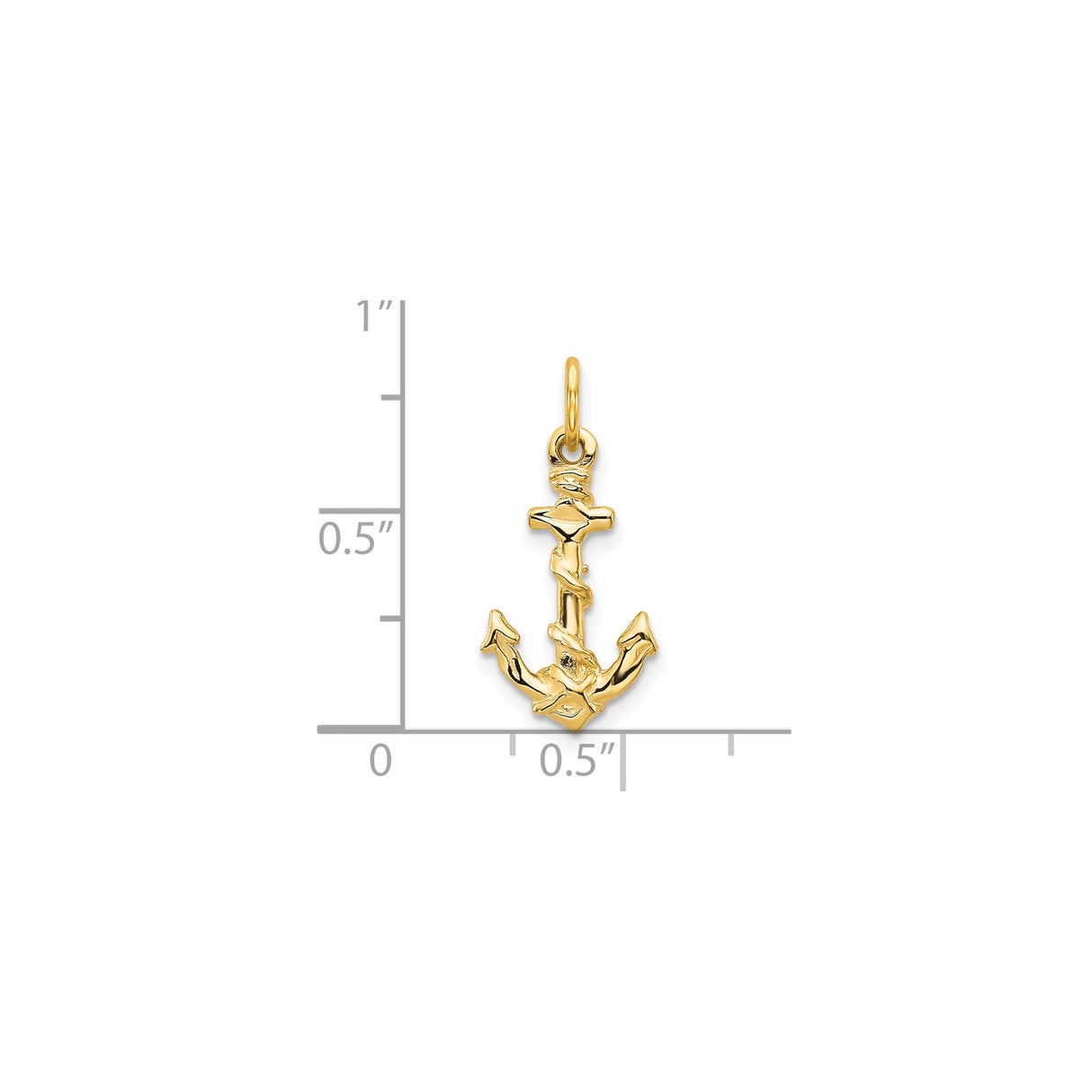 10k Yellow Gold Anchor Pendant with Rope Detail, Nautical Symbol of Faith and Hope