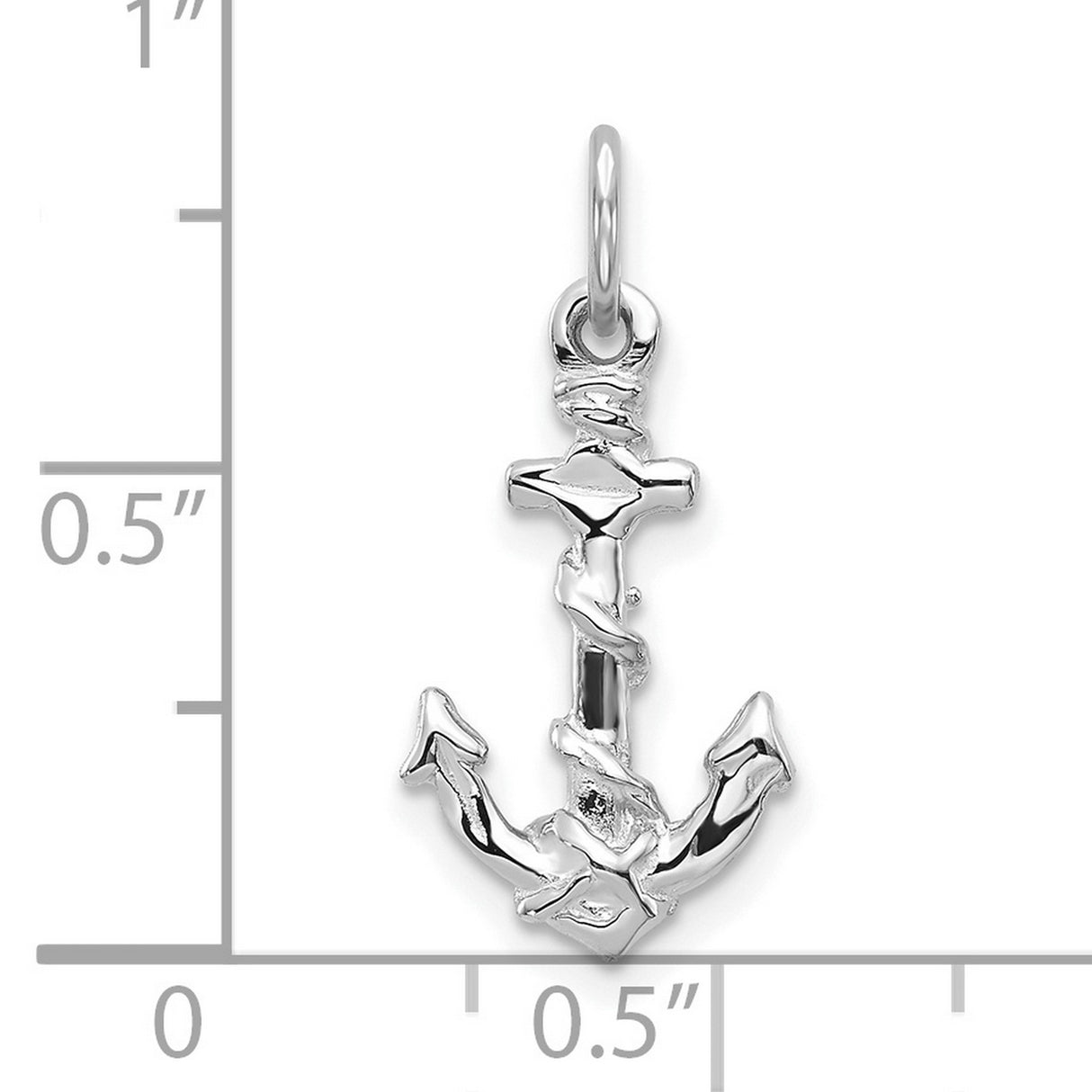 10k White Gold Anchor Pendant with Rope Wrapped Design, Nautical Maritime Christian Symbol