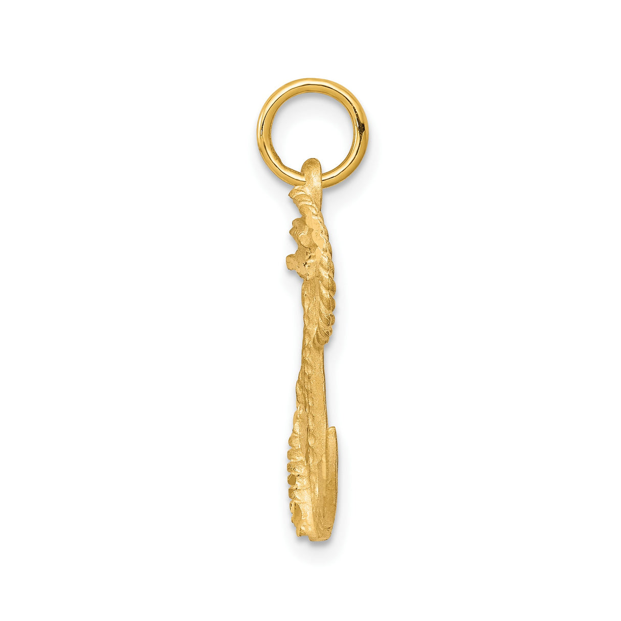 10k Yellow Gold Anchor Pendant with Rope Detailing, Nautical Christian Symbol, Unisex Jewelry