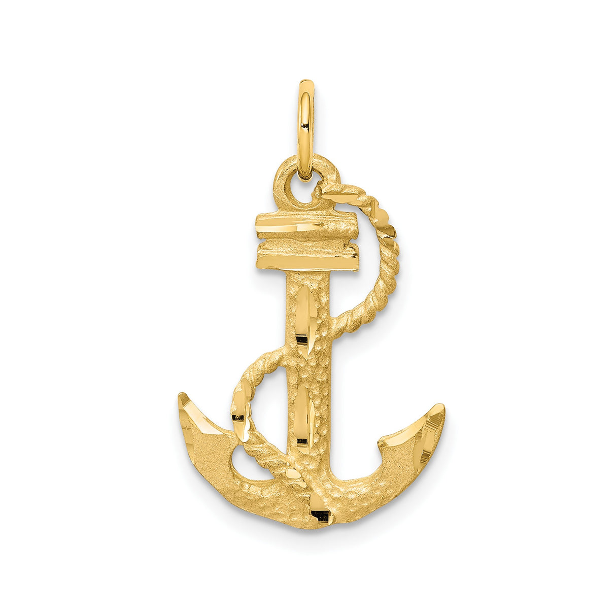 10k Yellow Gold Anchor Pendant with Rope Detailing, Nautical Christian Symbol, Unisex Jewelry