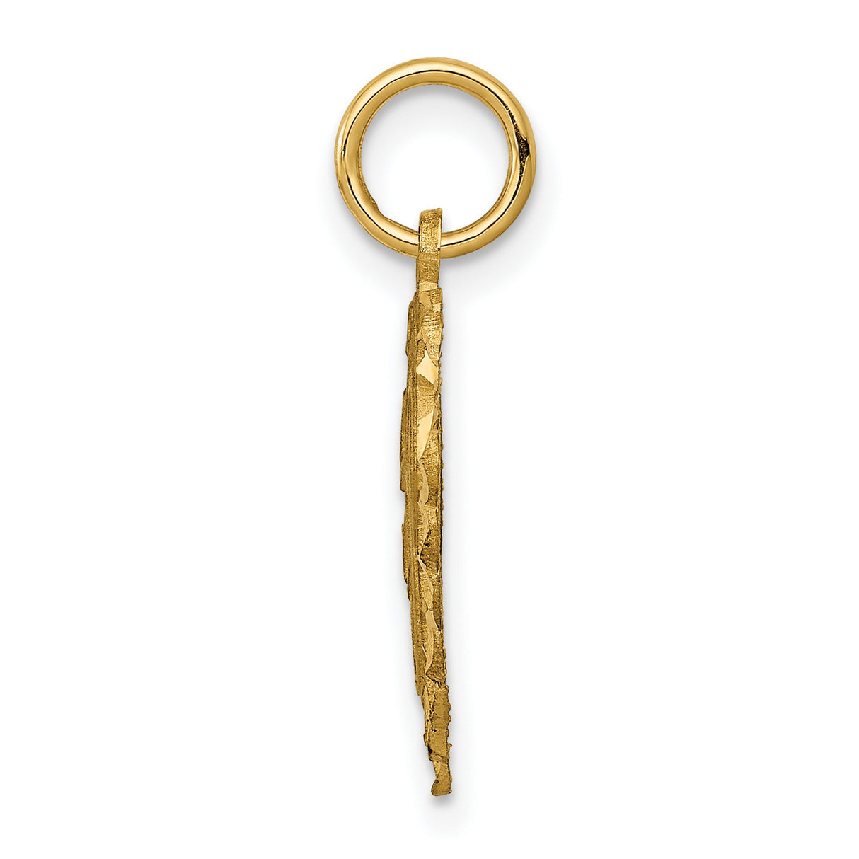 10k Yellow Gold Heart Pendant with Script Letter E and Scalloped Edge Design