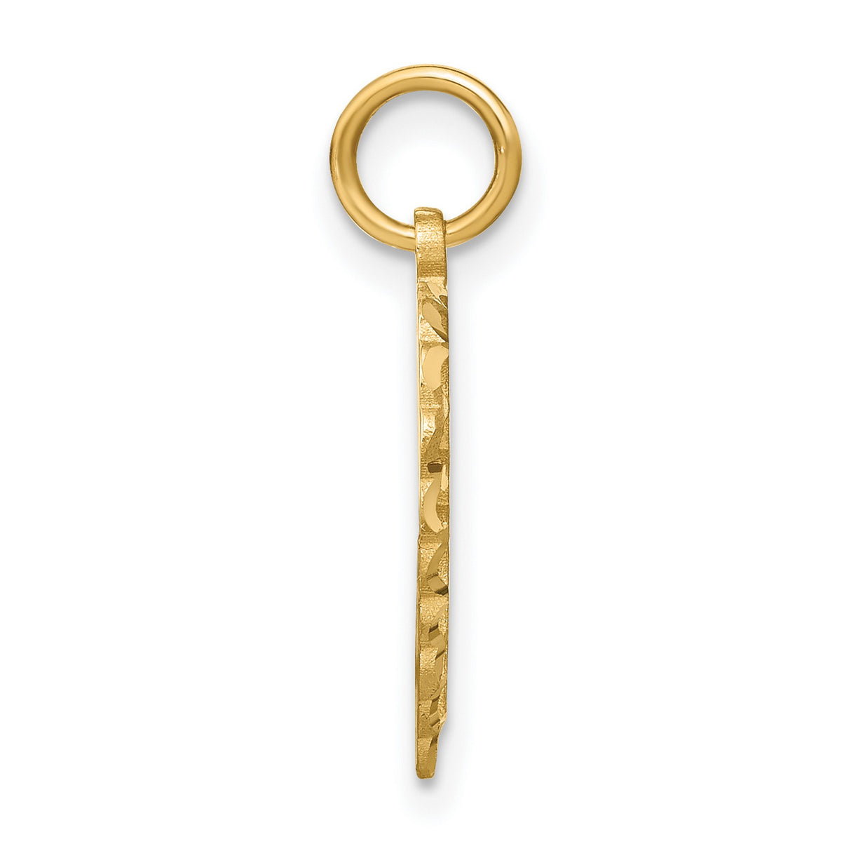 10k Yellow Gold Heart Pendant with Ornate Letter J and Scalloped Border