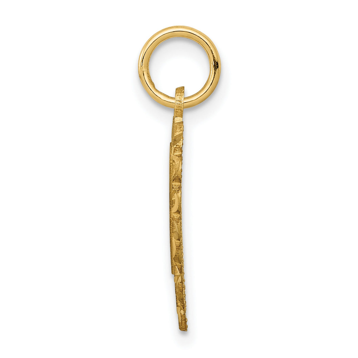 10k Yellow Gold Heart Pendant with Script Letter L, Openwork Lace Design